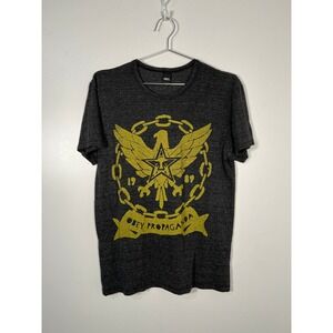 Obey Propaganda Graphic T-Shirt Charcoal Heather Yellow Eagle Star XL Streetwear